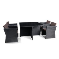 Обеденный комплект плетеной мебели из искусственного ротанга T300A/Y300A-W53 Brown 4Pcs